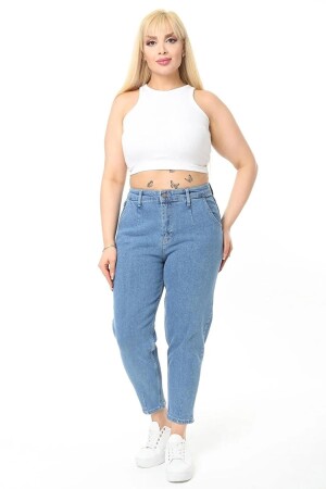 Damen-Snow-Washing-Lycra-Plissee-Mom-Jeans-Denimhose in Übergröße C600 - Cedy Denim