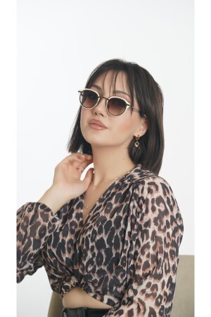Damen-Sonnenbrille, oval, cremefarbener Rahmen, braunes Glas, AE20495120143C45 - Angel Eyes