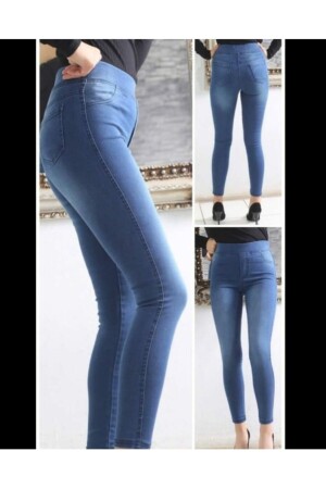 Damen-Stonewashed-Jeans mit hohem Bund und elastischem Bund - Azem Kotçu