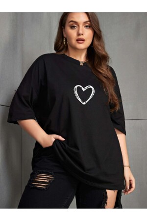 Damen-T-Shirt mit kleinem Herz-Print in Übergröße in Suchgröße - Jakinta Outdoors