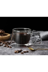 Dami Home&Kitchen Tasarım Çift Cidarlı Kulplu Fincan 250ml 001009 - Bardak Shop