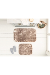 Damien 2'li Banyo Paspası - Beyaz-kahve - 60x100 Cm 1KBAPA0528-8682116774550 - Madame Coco