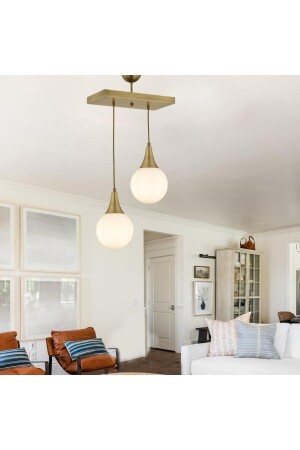 Damla 2 Row Vintage Modern Pendant Lamp Kitchen Living Room Living Room Pendant Lamp Chandelier 3062-1750-2S-FR - Apliqa