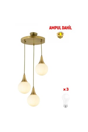 Damla 3 Piece Round Antique - Including LED Bulb Modern Corridor Kitchen Living Room Pendant Lamp Chandelier 3062-1750-FR-A-1 - Apliqa