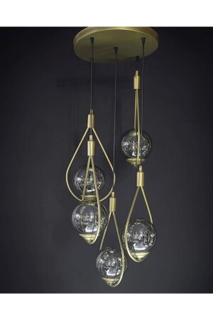 Damla, 5-piece Antique Painted Chandelier with Smoked Glass, drip chandelier, antique painted, smoked glass, 5-piece - OSC HOME