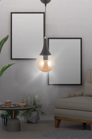Damla Einzelner moderner Glas-Pendellampen-Kronleuchter – Schwarz – Honig – Schlafzimmer – Wohnzimmer – Küche – Flur dalma1 - TEKFA
