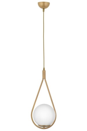 Damla Model Modern Gold Tekli Glop Beyaz Camlı Sarkıt Avize - Lambadar