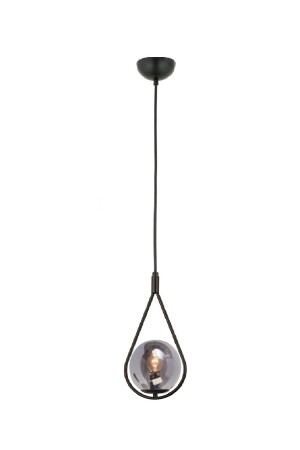 Damla Model Modern Siyah Tekli Glop Füme Camlı Sarkıt Avize LMBDR00456 - Lambadar