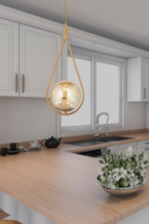 Damla Single Honey Globe Glass Antique Chandelier TYC00500814024 - KCS AYDINLATMA