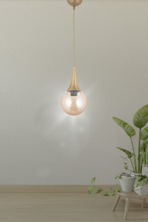 Damla Single Modern Glass Pendant Lamp Chandelier - Antique - Bal - Bedroom - Living Room - Kitchen - Hall Drop1 - TEKFA