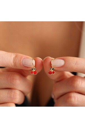 Dangling Gold Children's Earrings Cherry Form - Sembol Gold