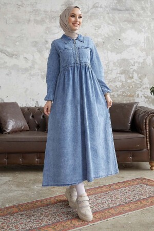 Daniel Double Pocket Denim Dress - Light Blue - Instyle