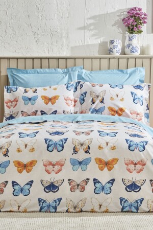 Danny 100% Cotton Double Duvet Cover Set Navy Blue Pp - Karaca Home