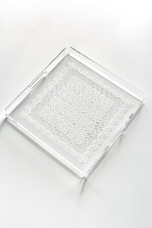 Dantel Desenli Pleksi Tepsi 25cm X 25 Cm QBDD01 - Queen Bee İstanbul