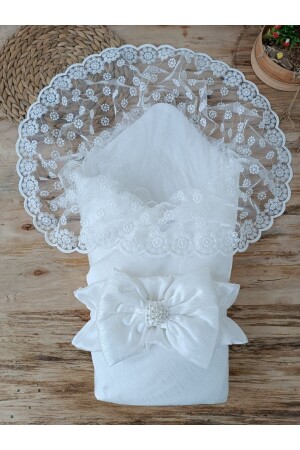 Lacy Dowry Swaddle Blanket Unisex Special Series Gift Hospital Exit Baby Wrap Mevlütluk KND45394 - Tomuycuk