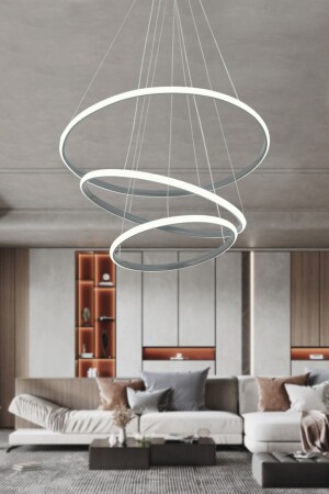 Darcy 45x35x25 Büyük Çember Füme Modern Sarkıt Beyaz Işık Led Avize - Dekorluna