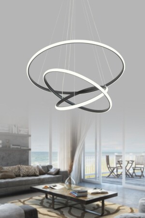 Darcy 45x35x25 Large Circle Black Modern Pendant Lamp LED Chandelier DRCY03Siy - Dekorluna