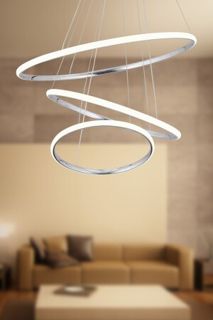 Darcy 45x35x25 Large Circle Chrome Modern Pendant Lamp White Light Led Chandelier - Dekorluna