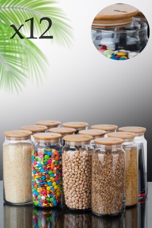 Dario Maxi 12 Piece Glass Jar Set with Bamboo Lids and Labels TYC00562327685 - Perotti