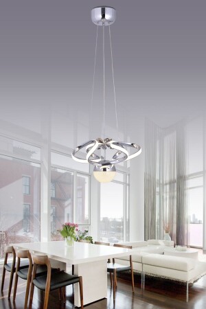 Darius 3 Color Chrome Modern Single Pendant Lamp Power Led Chandelier Concept - Hira Aydinlatma