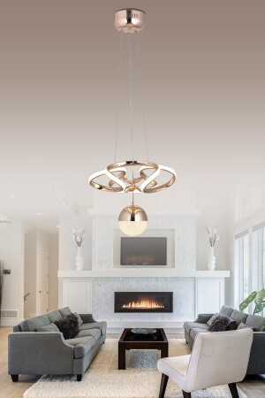 Darius 3 Color Gold Modern Single Pendant Lamp Power Led Chandelier Concept - Hira Aydinlatma