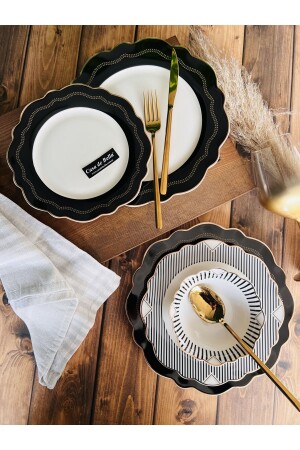 Dark Bone Porcelain 24 Piece Dinner Set for 6 People TR5096 - CASA DE BELLA