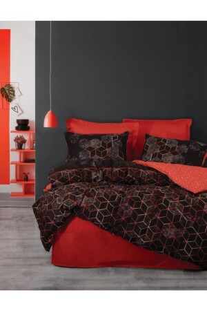 Dark Double Duvet Cover Set Cubo Tile 8680108055540 - Cotton Box