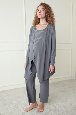 Dark Gray Mama Pregnant Stone Relax Dressing Gown - Penti