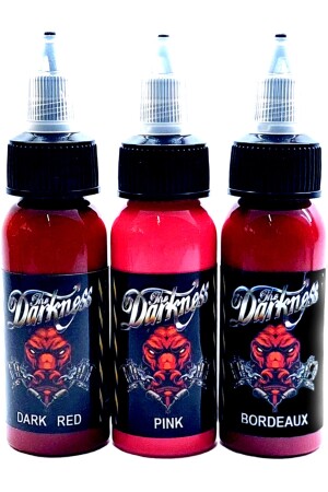 DARK RED TATTOO DYE - CLARET DUTY TATTOO DYE - PINK TATTOO DYE DARKNESS 3 COLORS 30 ml - Darkness