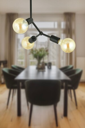 Darvin 3 Piece Black Modern Young Room Kitchen Bedroom Retro Living Room Chandelier 3509-03-BL - Apliqa
