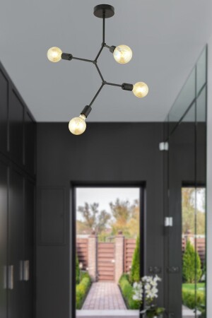 Darvin 4-Piece Black Modern Young Room Kitchen Bedroom Retro Living Room Chandelier 3509-04-BL - Apliqa