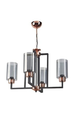 Datça Retro Copper Black Decorative Living Room - Kitchen - Bedroom Pendant Lamp 4-Piece Chandelier KD6644 - Kydonia Dizayn