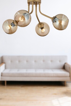 David 4-Piece Antique Honey Glass Modern Young Room Kitchen Living Room Chandelier 3555-04-FR - Apliqa