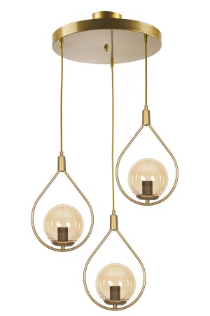 Deco Modern Design Antik Gold Farbe Honigglas Reihe Wohnzimmer - Küche - Schlafzimmer 3-teiliger Kronleuchter DCO33 - Fer Avize