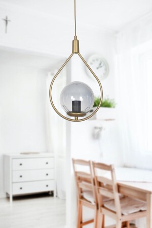 Deco Special Design Metal Glass Pendant Lamp Antique Color Smoked Glass Pendant Lamp Hall - Kitchen - Living Room Single Chandelier DCO58 - Fer Avize