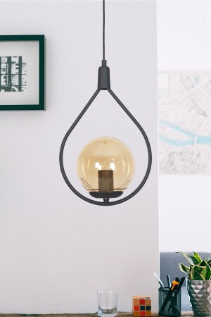 Deco Special Design Metal Glass Pendant Lamp Black Color Honey Glass Pendant Lamp Hall - Kitchen - Living Room Single Chandelier DCO58 - Fer Avize