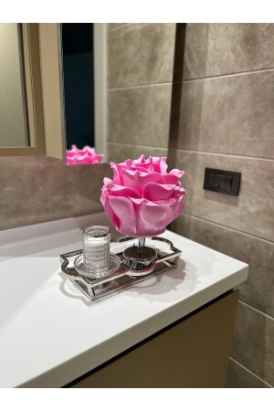 Decor Artificial Eva Flower Wireless Table Lamp Top Pink-bottom Bright Silver (9v Battery 75-90 Hours) M198 - Maison Avf