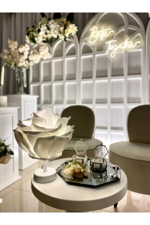 Decor Artificial Eva Flower Wireless Table Lamp Top White-bottom White (9v Battery 75-90 Hours) M164 - Maison Avf