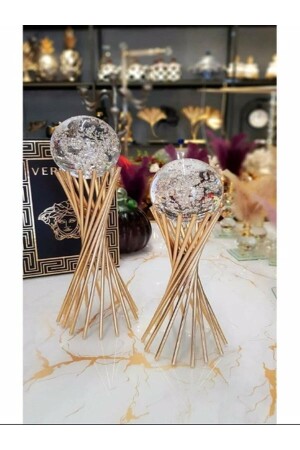 Decorative 2-Piece Golden Twist Crossed Footed Globe KI01015 - KIRAT HOME DESIGN