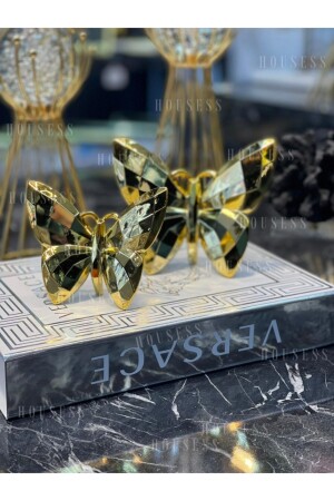 Decorative 2 Piece Trinket Butterfly Gold Mini Ornament Polyester Cast - Housess