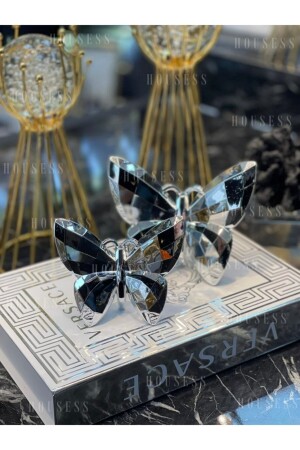 Decorative 2 Piece Trinket Butterfly Silver Mini Ornament Polyester Cast - Housess