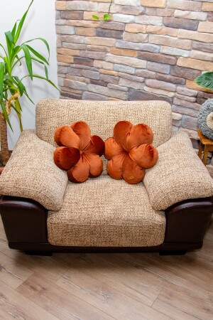 Decorative 2 Pieces Cinnamon Color Flower Pillow Flower 42*42 Cm - Rayda Home