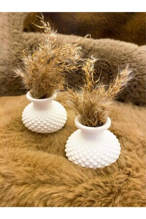 Decorative 2 Pieces Tiny White 4cm Vase Home Living Room Accessory Decor - Bnge Ticaret