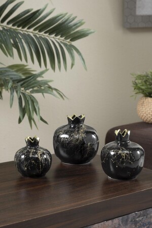 Decorative 3-Piece Black Trinket Pomegranate Set Ornament - Louis Marie