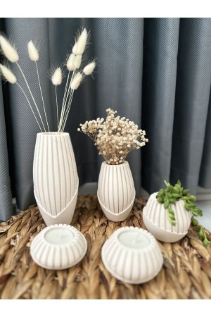 Decorative 5-piece flower pot vase candle holder concrete vase - Mimikri Home
