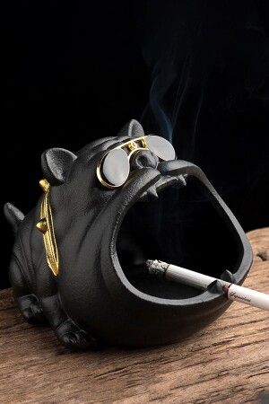Decorative Ashtray Figurine with Bulldog Figure Desktop Home Office Decoration Ashtray - Florada
