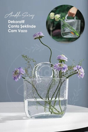 Decorative Bag Shaped Glass Vase Elegant Design Bag Glass Vase Bag Vase - 1 PC - Anadolu Saray