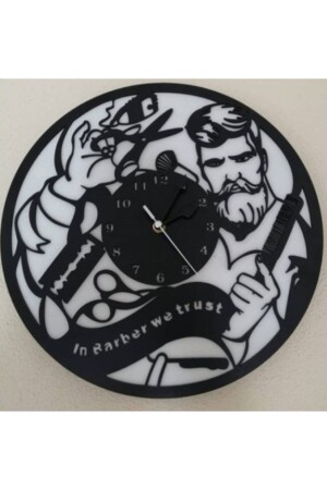 Decorative Barber Shop Design Wooden Wall Clock 20031 - Ahşap Aksesuar