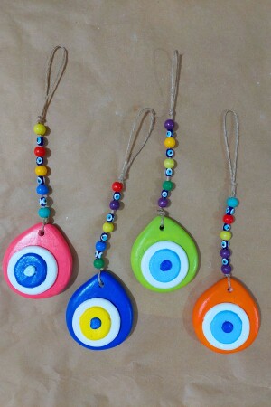 Decorative Colorful Beaded Evil Eye Wall Ornament 4 Pieces - 3