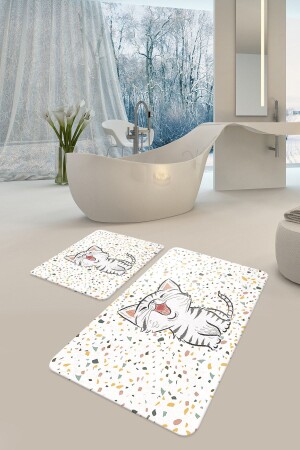 Decorative Digital Printed Set of 2 Bath Mat Non-Slip Based Toilet Bowl Set AYM429430 - AYMİRAHOME